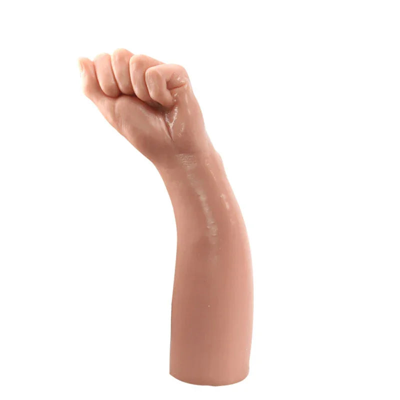 Bitch Fist dildo leaning back, showing the curve of the wrist and forearm
