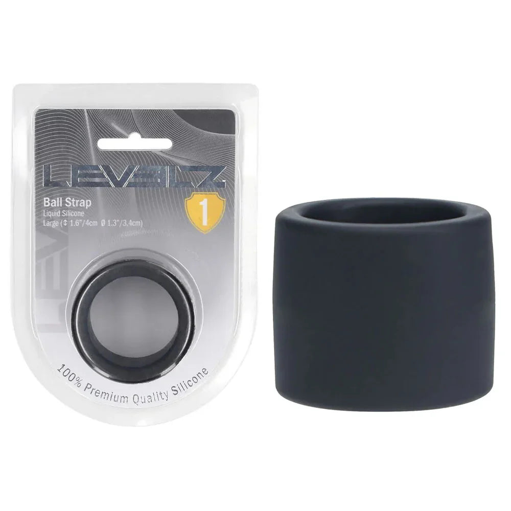 Shots Toys LEVELZ Liquid Silicone Ball Strap Large, Black