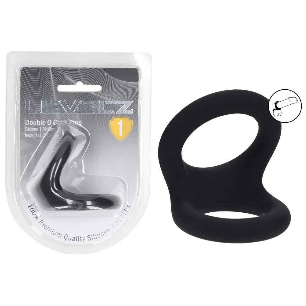Shots Toys LEVELZ Double O Cock & Balls Ring Medium, Black