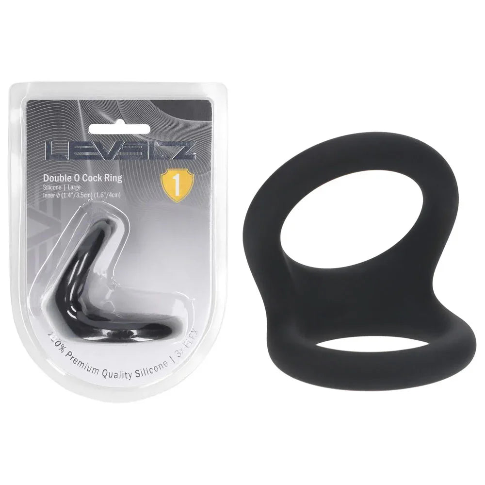 Shots Toys LEVELZ Double O Cock & Balls Ring Large, Black
