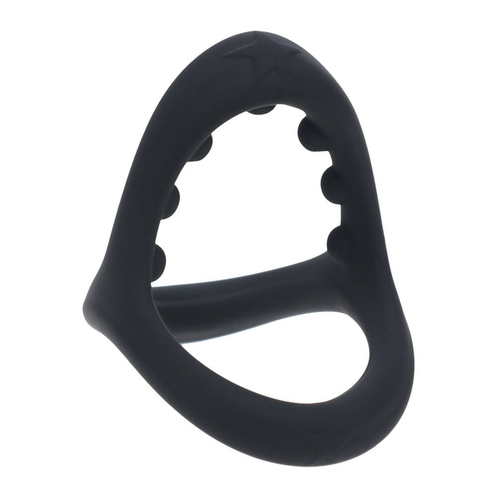 LEVELZ Soft Bead Grip Cock & Ball Ring in Black, ring alone showing the row of soft beads in the loop