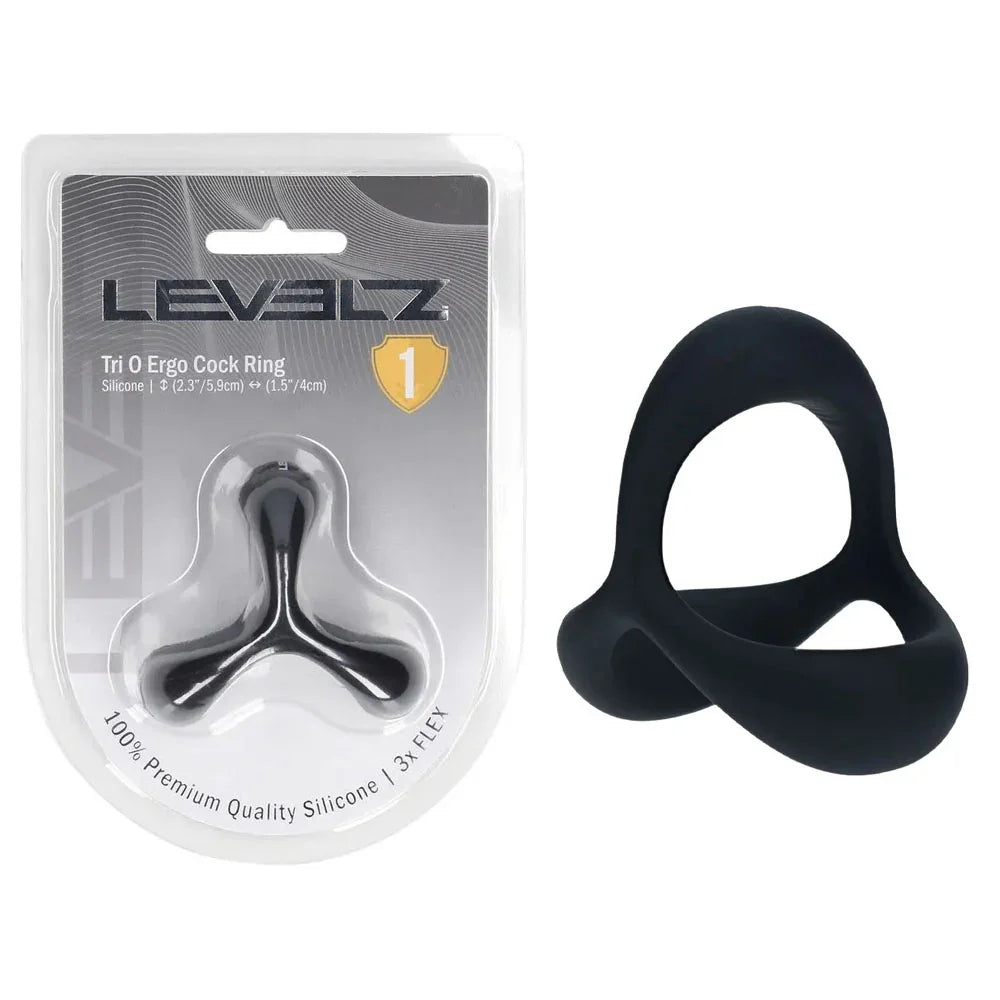 Shots Toys LEVELZ Tri O Ergo Cock & Balls Ring, Black