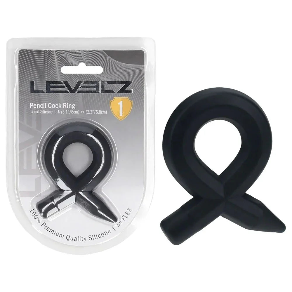 Shots Toys LEVELZ Pencil Liquid Silicone Cock Ring, Black