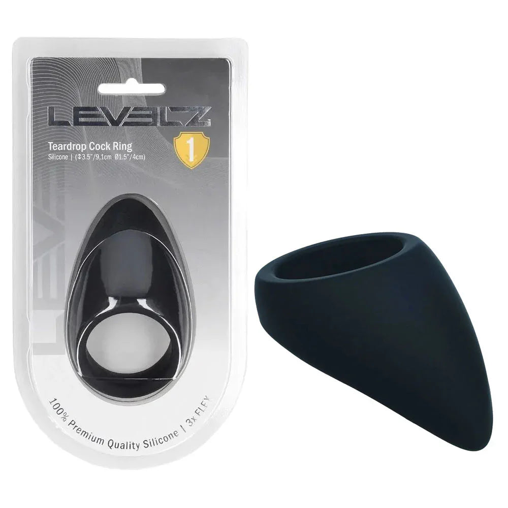 Shots Toys LEVELZ Teardrop Silicone Cock Ring, Black