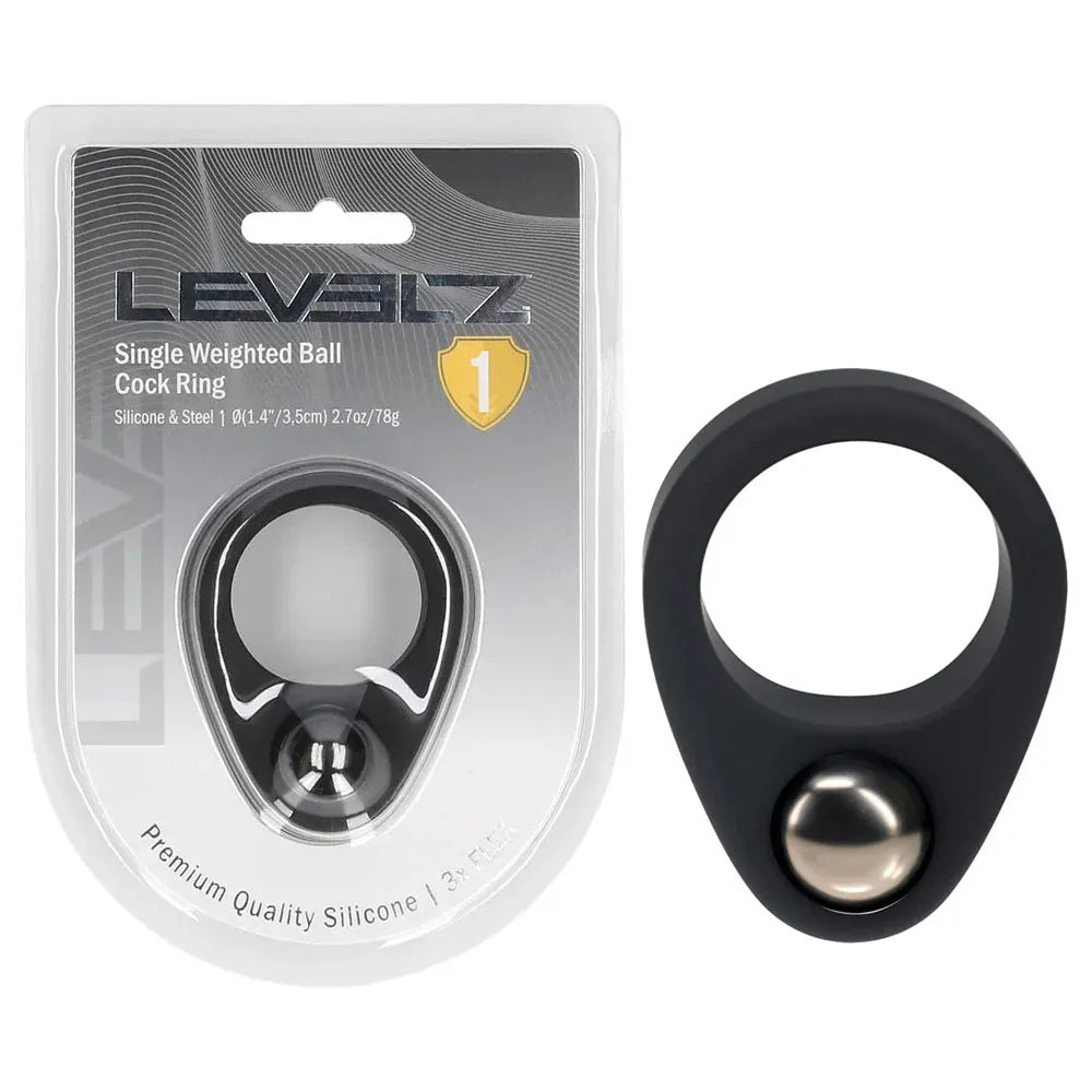 Shots Toys LEVELZ Single Weighted Ball Cock Ring, Black