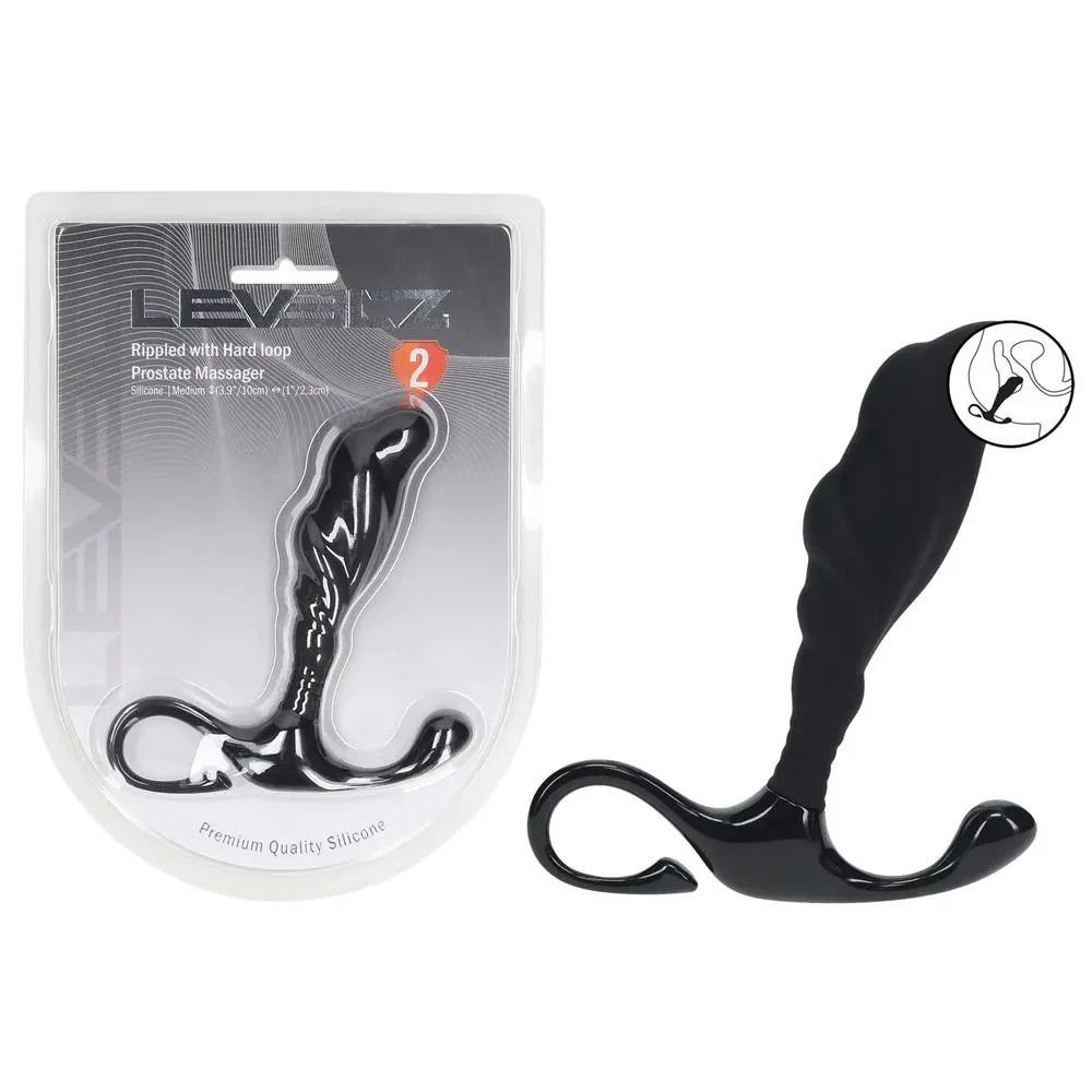 Shots Toys LEVELZ Rippled Prostate Massager Medium, Black