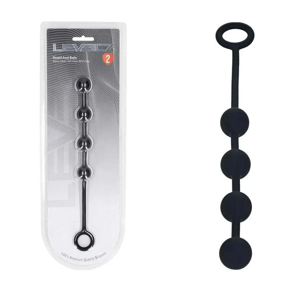 Shots Toys LEVELZ Round Silicone Anal Balls Small 20mm, Black
