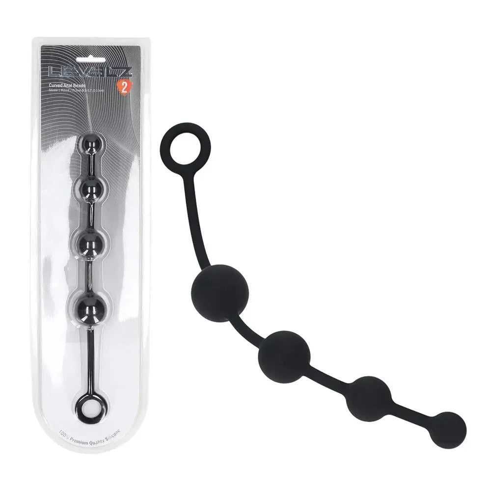 Shots Toys LEVELZ Curved Silicone Anal Beads, Black