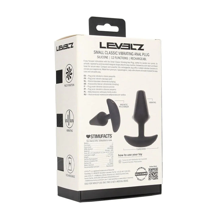 LEVELZ Classic Vibrating Silicone Anal Plug - Small - Black Small USB Rechargeable Butt Plug