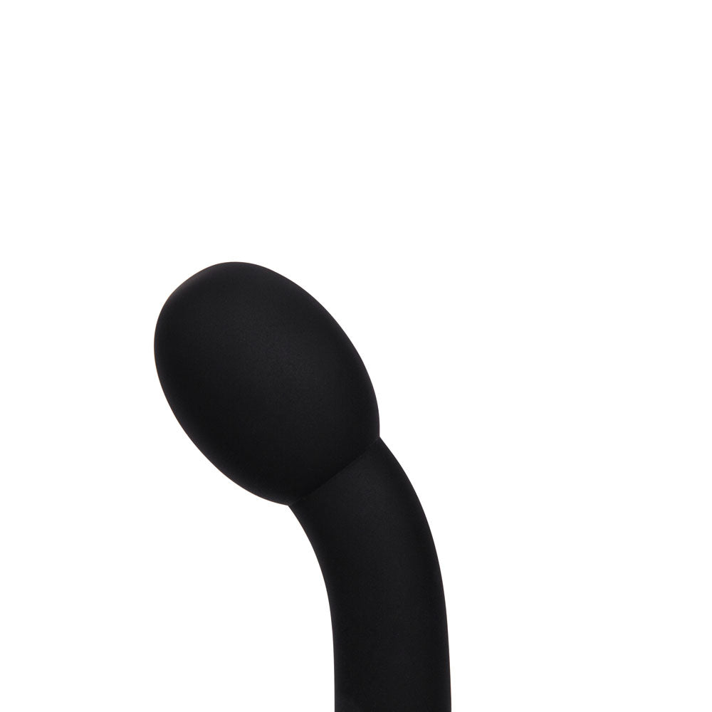 The image shows the Maia PRESTON - Black 17.8 cm USB Rechargeable G-Spot Vibrator against a white background; it features an ergonomic, silicone-coated design with a gentle curve and an oval tip tailored for optimal G-Spot stimulation.