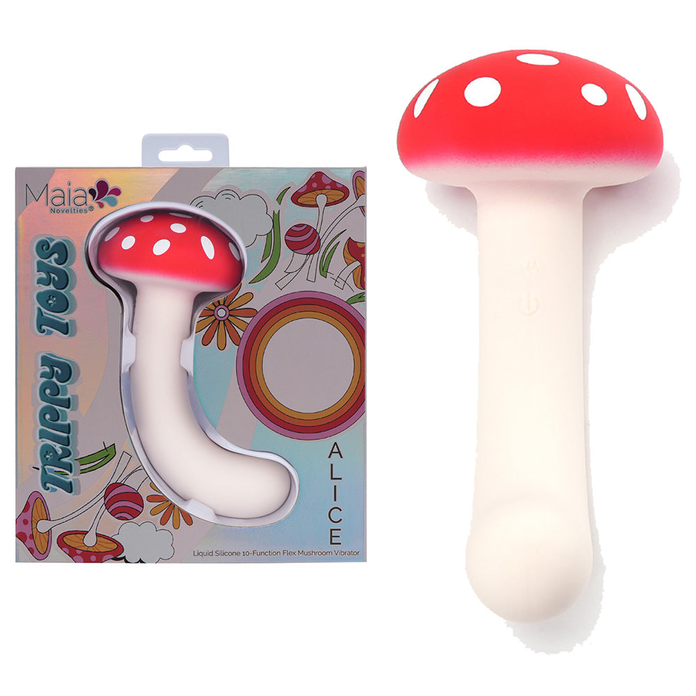 Maia Toys Maia ALICE - Red/White 15.2 cm USB Rechargeable Dual Vibrating Mushroom