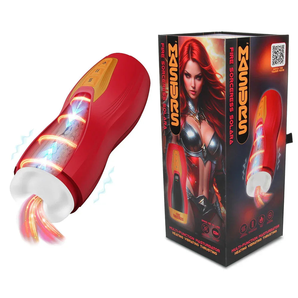 Shots Toys MASTURS Solara AR Vibrating Thrusting Heating Auto Stroker