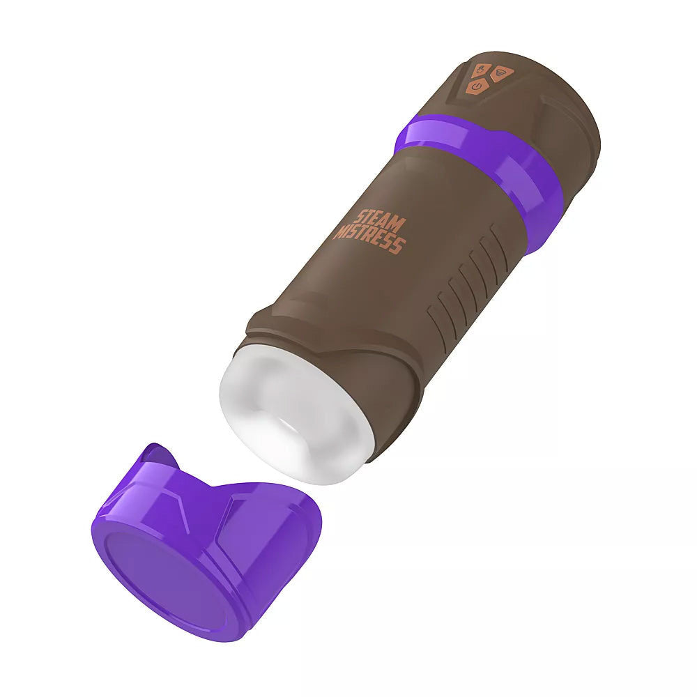 MASTURS Misty Auto Stroker, purple end cap removed to show the white inner sleeve