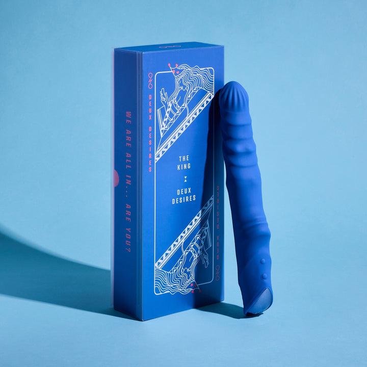 Deux Desires The King shown with its playing-card style packaging