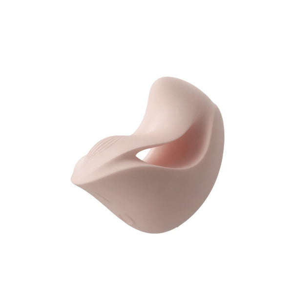 ZALO Mochi dual-zone vibrator in Sakura pink, angled three-quarter view showing the curved flexible body