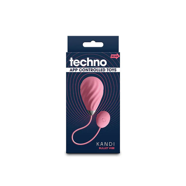 Techno Kandi retail box, navy pack showing the pink egg and its cord