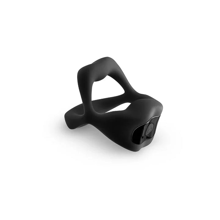 Techno Strobe vibrating cock ring in Black, angled view on white with no packaging