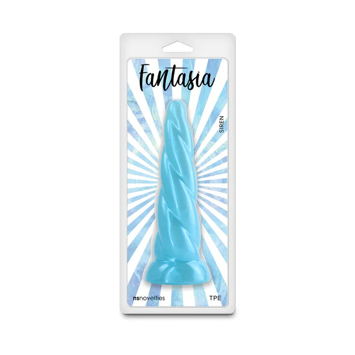 Fantasia Siren dildo in Turquoise sealed in its Fantasia blister pack, front view