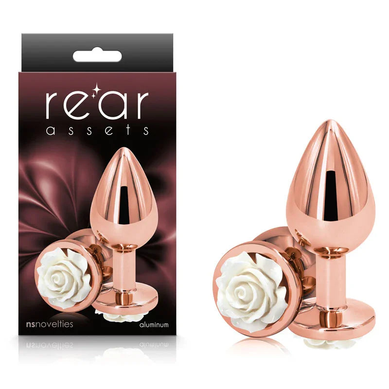 NS Novelties Rear Assets Rose Medium Metal Butt Plug, Rose Gold