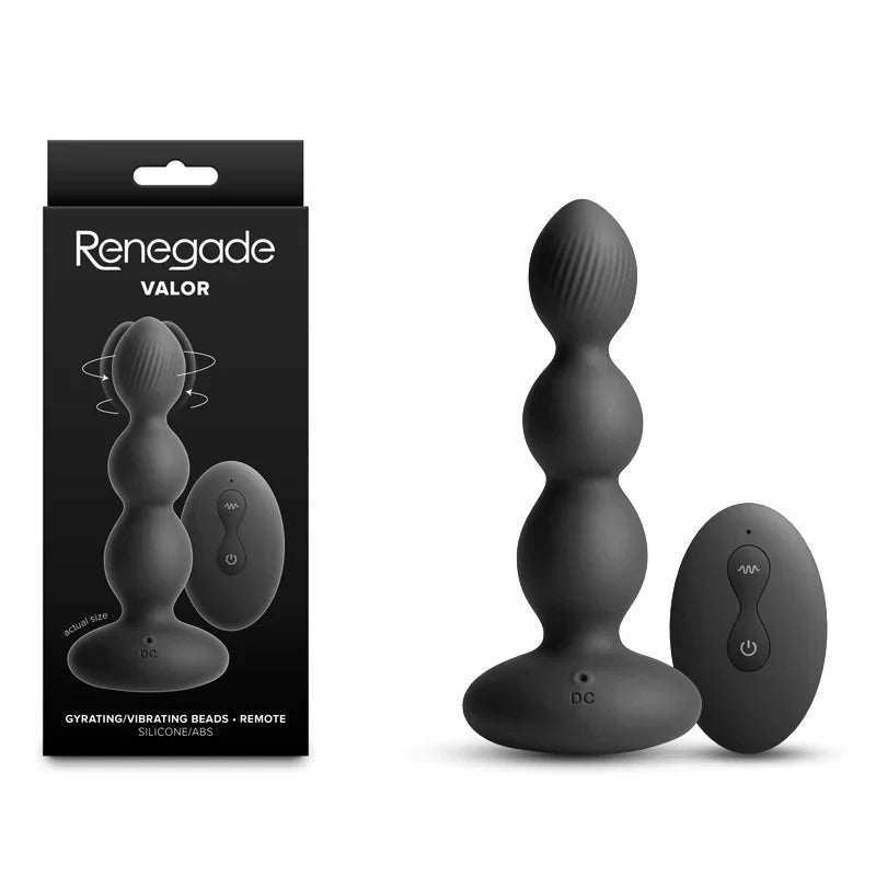 NS Novelties Renegade Valor Vibrating Anal Beads with Remote, Black