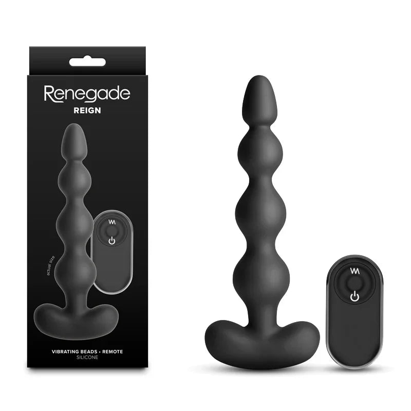 NS Novelties Renegade Reign Vibrating Anal Beads with Remote, Black