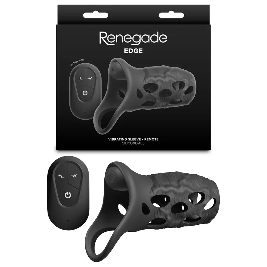 NS Novelties Renegade Edge Vibrating Penis Sleeve with Remote, Black