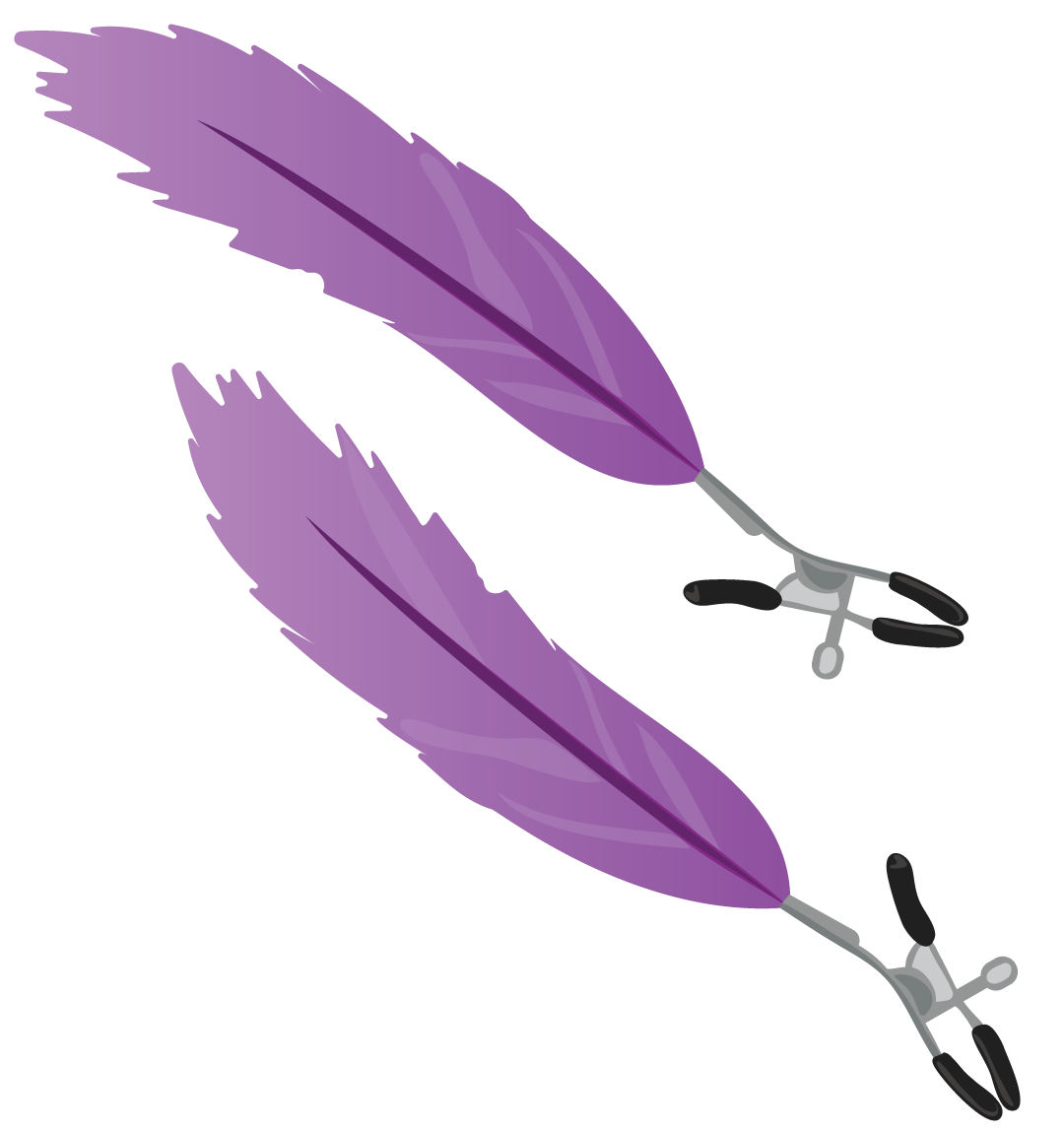 Purple feather duster with a holder on a white background