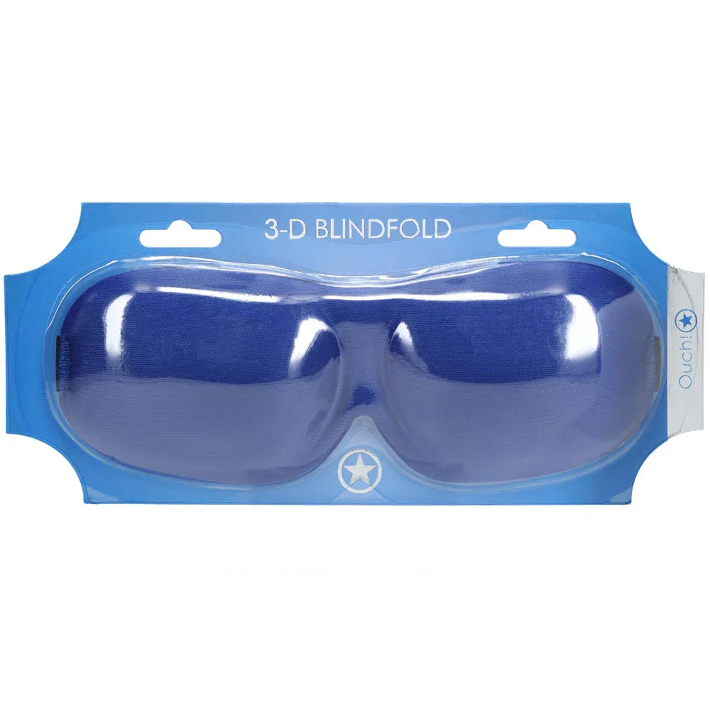 OUCH! 3D Contoured Blindfold Eye Mask in Royal Blue, royal blue mask sealed on its bright blue card