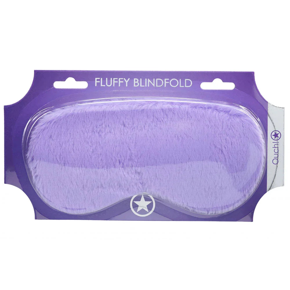 OUCH! Fluffy Blindfold Eye Mask in Purple, lilac plush mask sealed on its purple card