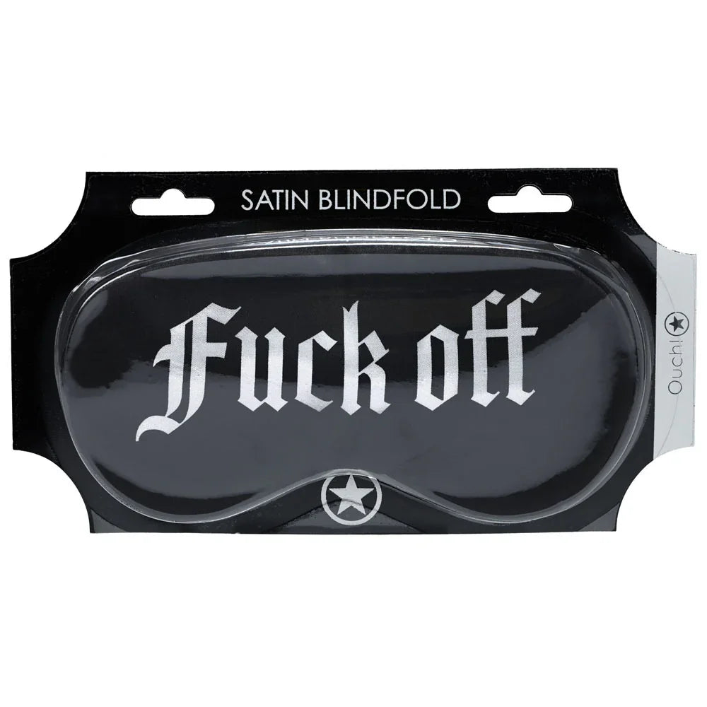 Shots Toys OUCH! Printed Satin Eye Mask Fuck Off, Black