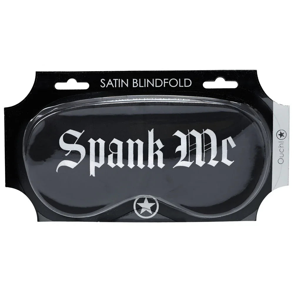 Shots Toys OUCH! Printed Satin Eye Mask Spank Me, Black