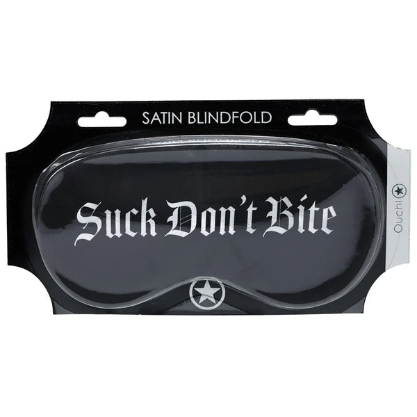 Shots Toys OUCH! Printed Satin Eye Mask Suck Don't Bite, Black