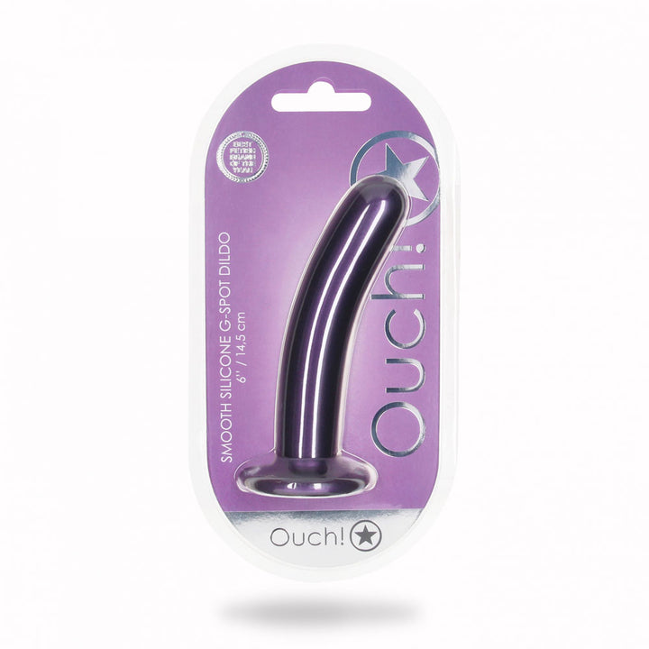 OUCH! Smooth Silicone G-Spot Dildo - 6'' / 14.5 cm - Metallic Purple 14.5 cm Dildo