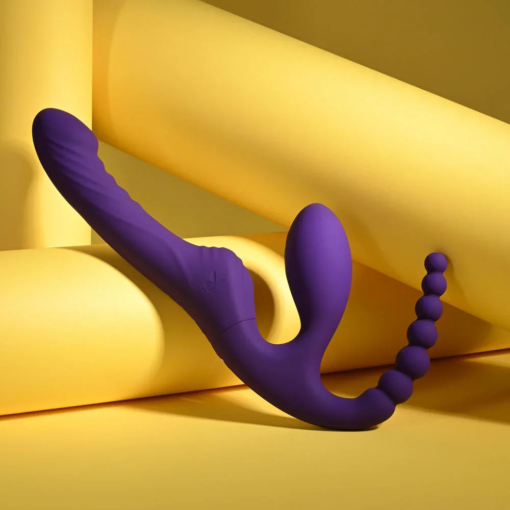 Playboy Pleasure Hug It Out Strapless Strap-On, Purple