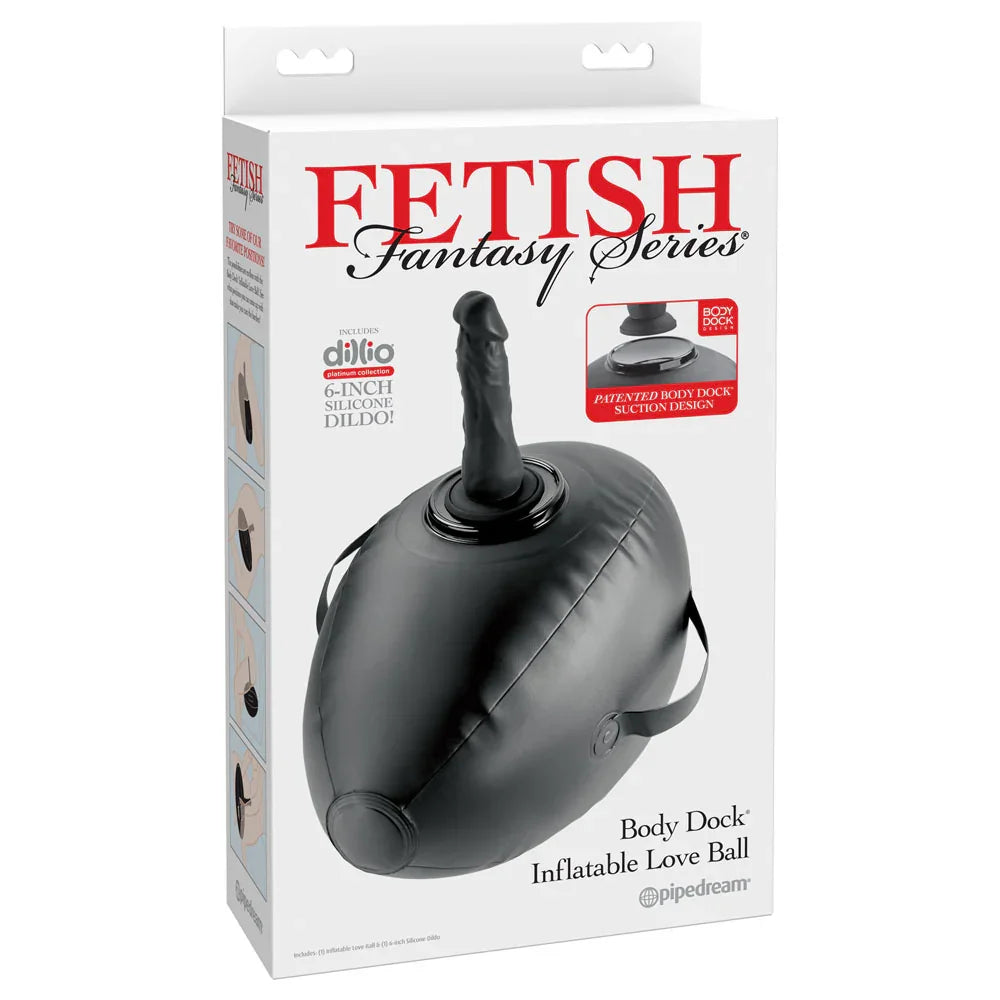 Pipedream Fetish Fantasy Inflatable Love Ball Cushion with 6" Dildo, Black
