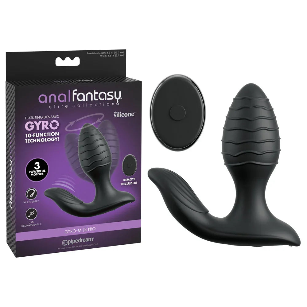 Pipedream Anal Fantasy Elite Gyro-Milk Pro Gyrating Prostate Plug, Black