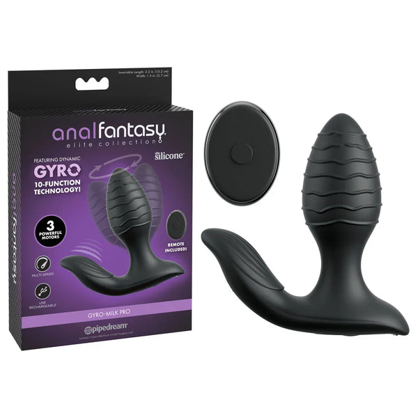 Pipedream Anal Fantasy Elite Gyro-Milk Pro prostate plug in Black with remote and box