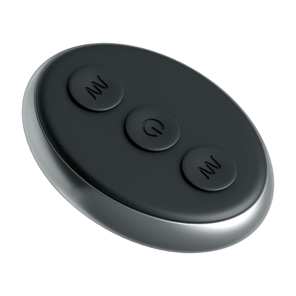 Black oval remote for the Ass-Gasm intiMotion with three control buttons