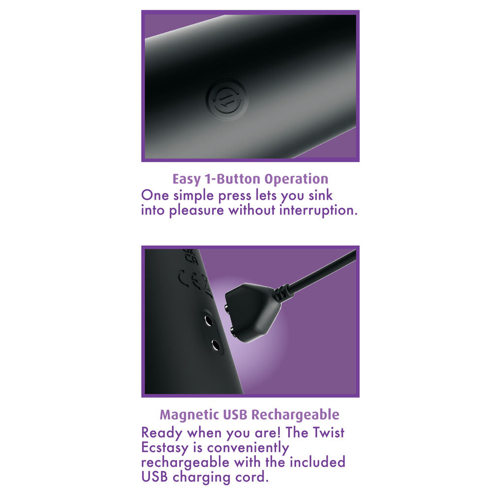 Twist Ecstasy details: one-button operation and magnetic USB rechargeable charging port