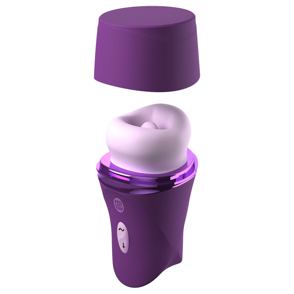 Lush Kiss Plush and its purple cap separated, showing the full handle and lip cup