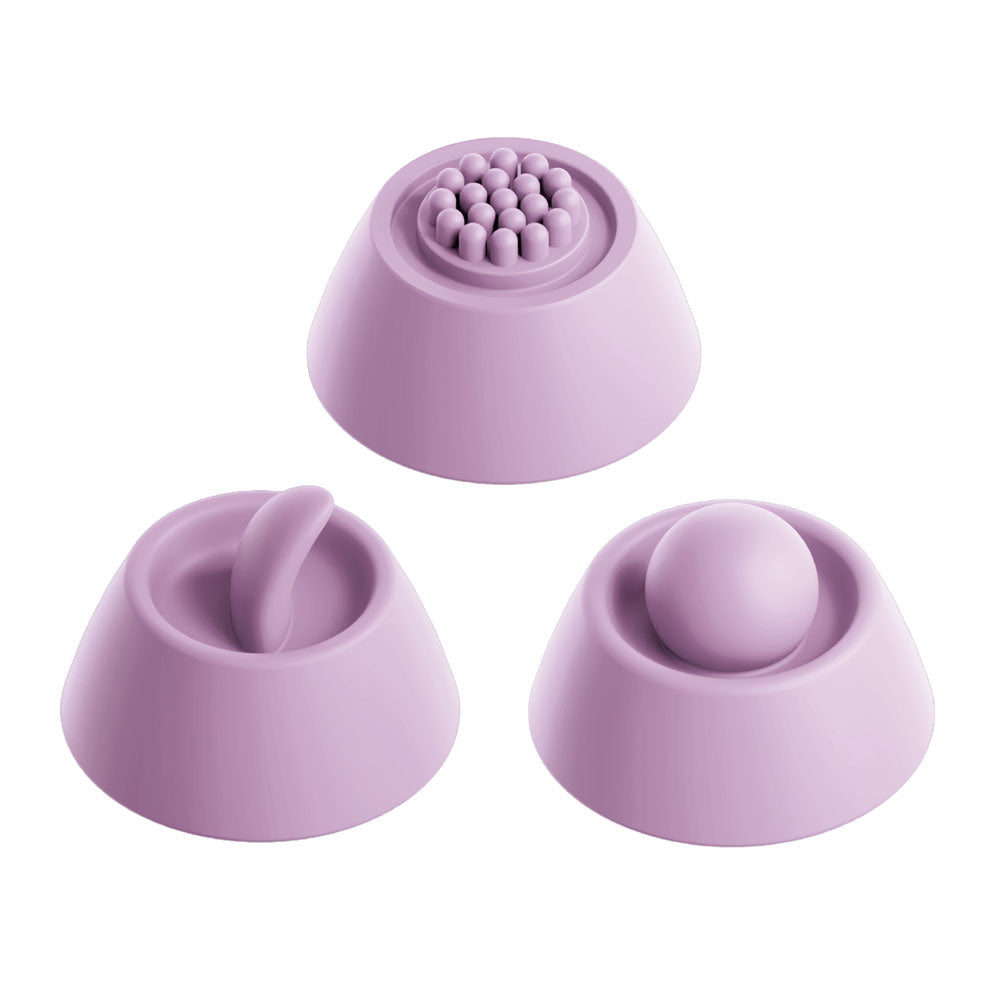 Three G-Touch Pulse Pro attachment heads: nubbed, tongue and smooth ball