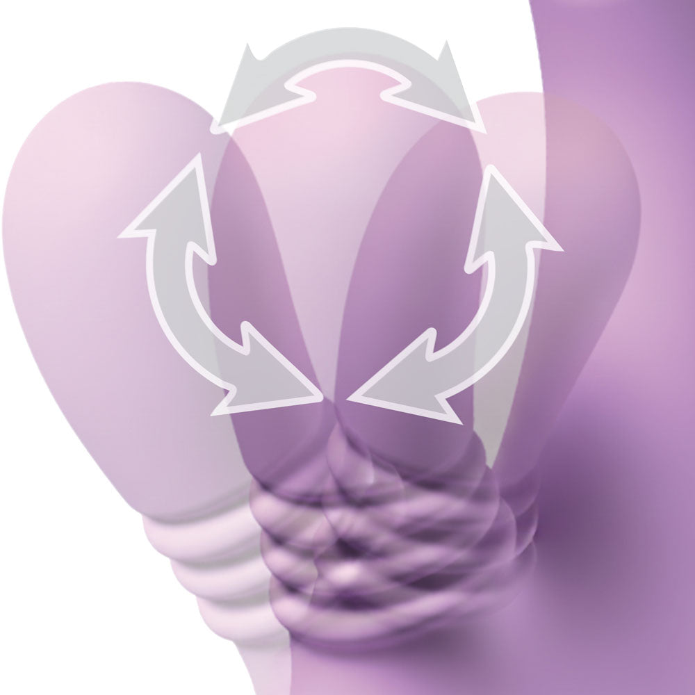 Flutter Pro clitoral arm shown mid-flutter with arrows tracing its movement