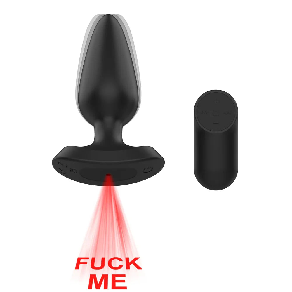 Passion Play Fuck Me Vibrating Anal Plug with Laser 13.5cm, Black