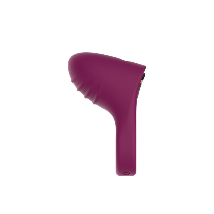 Passion Play Vibrating Cockring in Purple side on, showing the ridged stimulator face