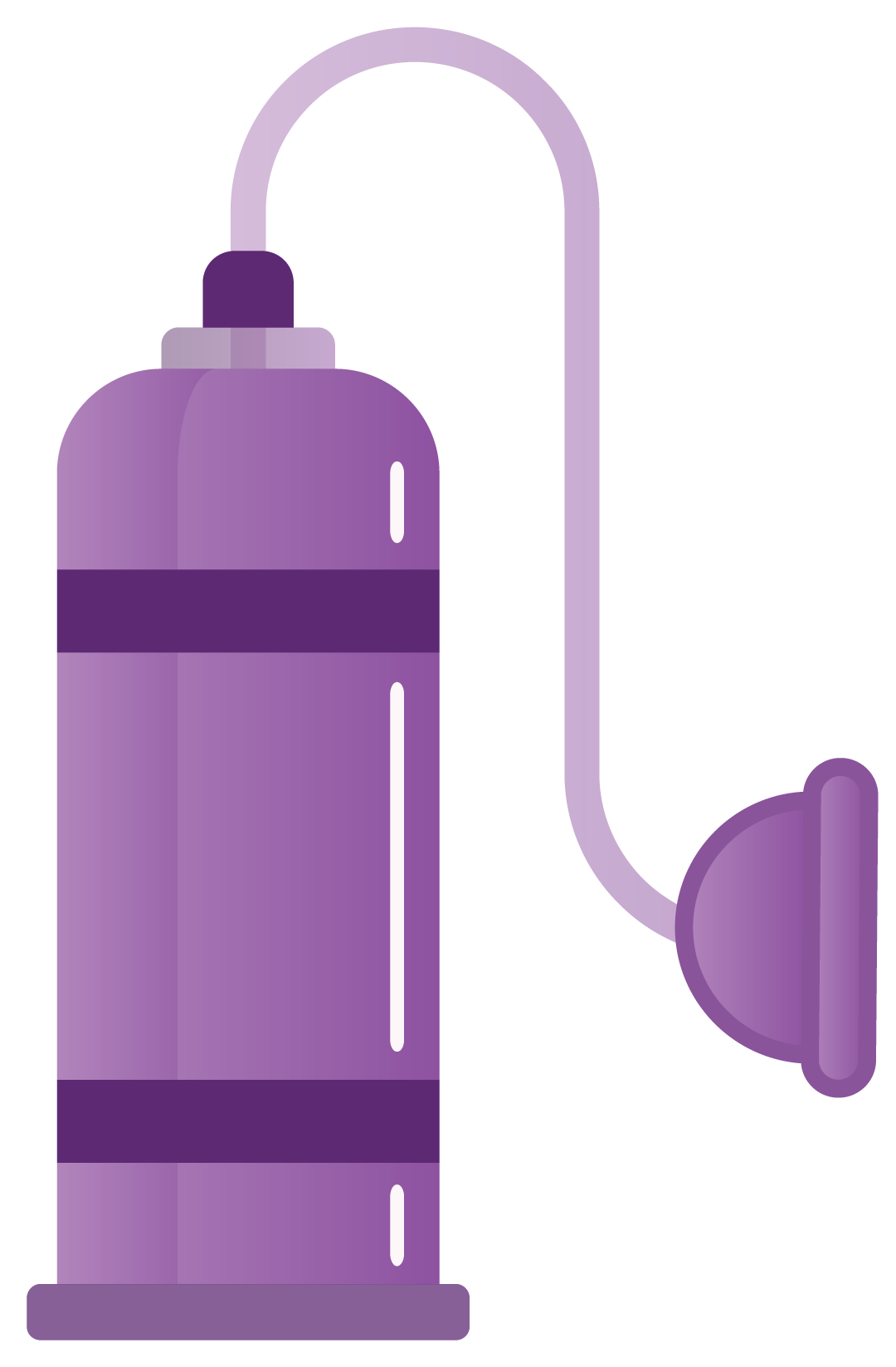 Purple water bottle with a straw on a white background