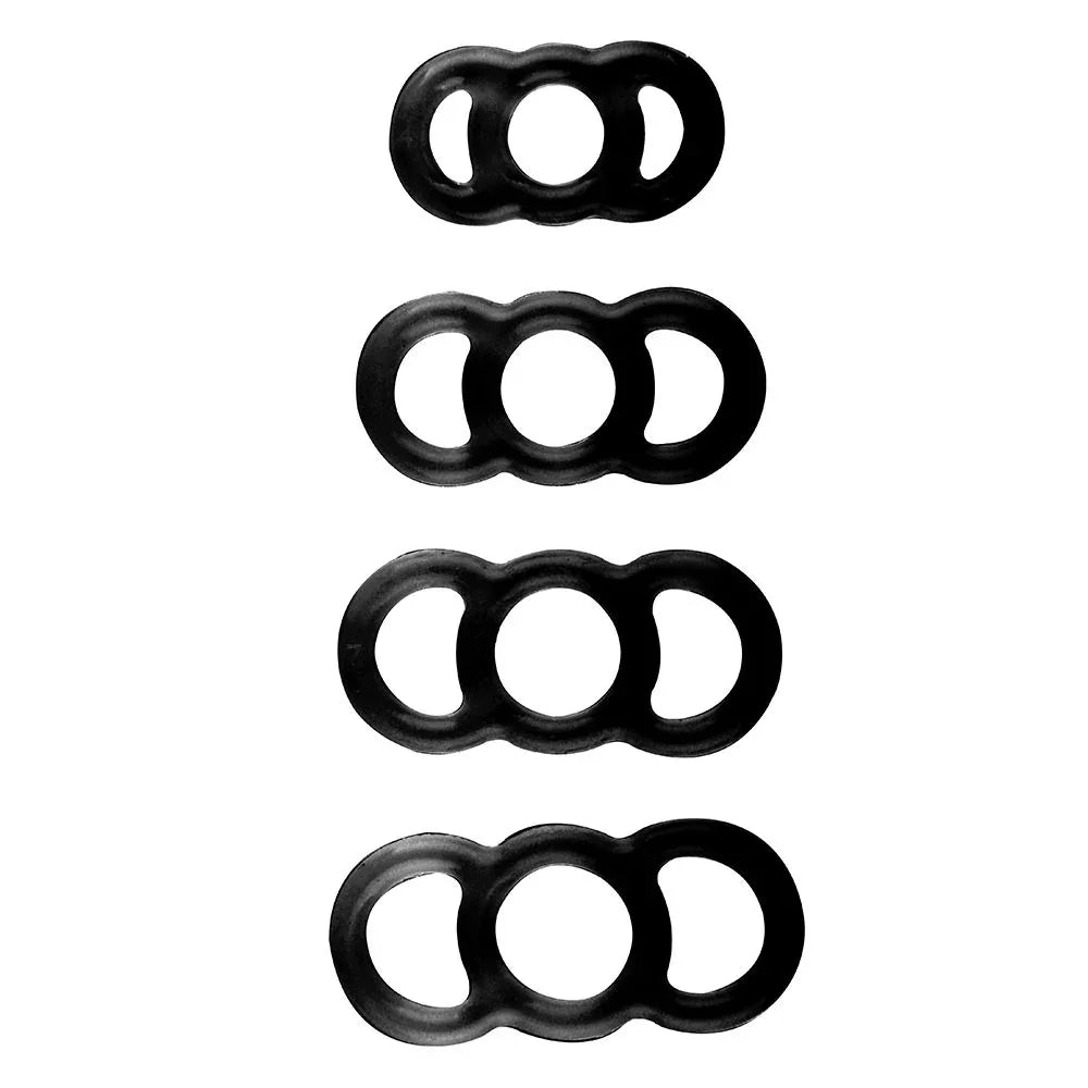LuvPump ComFit Silicone Cock Rings Set of 4, Black