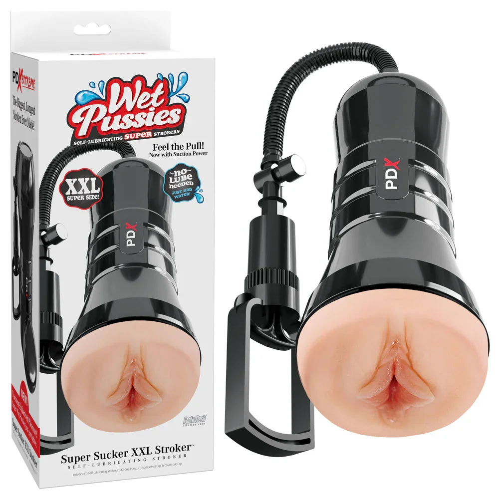 Pipedream PDX Wet Pussies Super Sucker XXL Stroker with Pump, Flesh