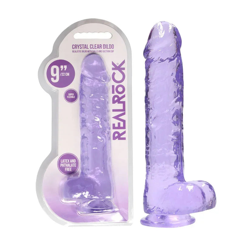 RealRock 9'' Realistic Dildo With Balls - Purple 22.9 cm Dong