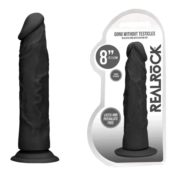 Shots Toys REALROCK 8'' Realistic Dildo - Black 20.3 cm Dong
