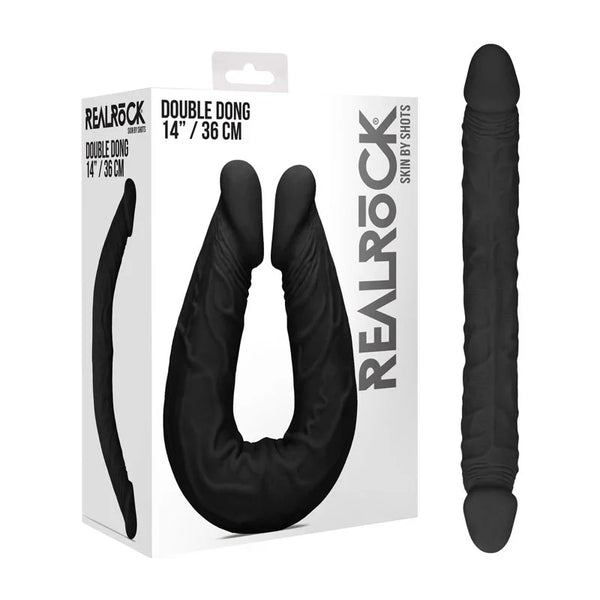 Shots Toys REALROCK 14'' Double Dildo - Black 36 cm Double Dong
